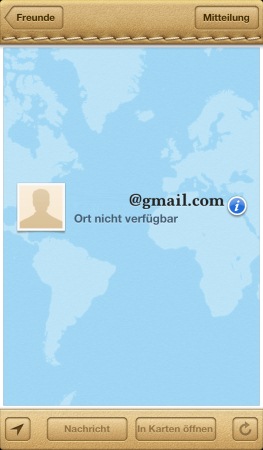Freunde App: Ort nicht verfügbar