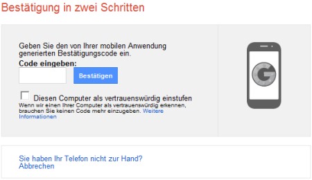 Gmail in zwei Schritten